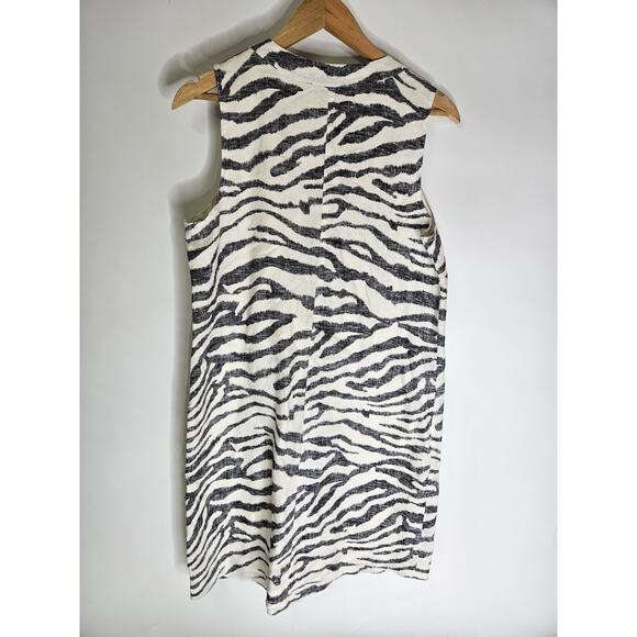 TOMMY BAHAMA Linen ZEBRA PRINT SLEVELESS DRESS SIZE S/P - Picture 2 of 6